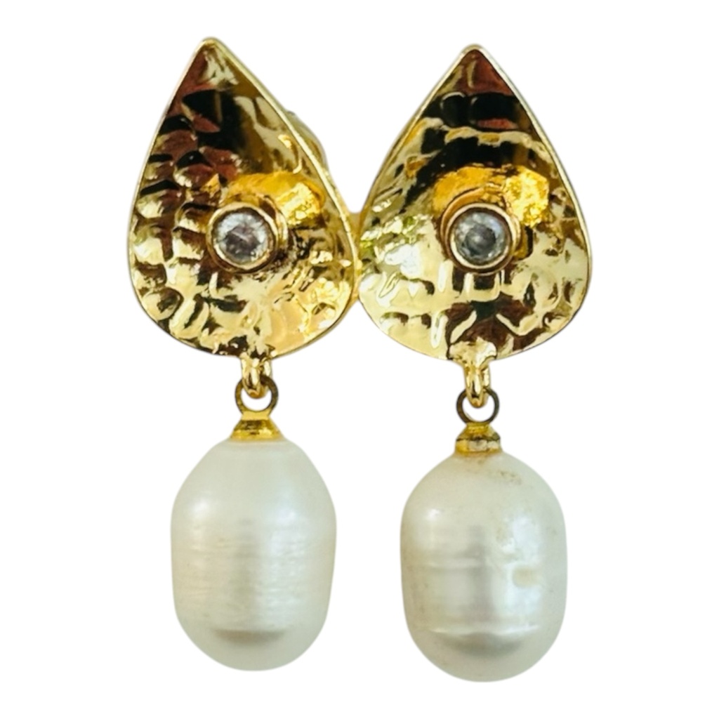 Brass Pearl Earring