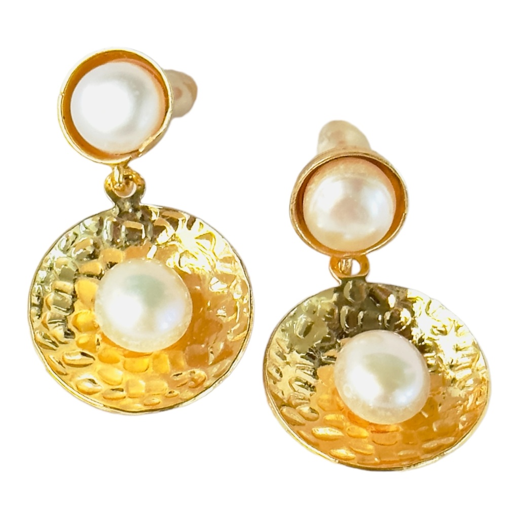 Brass Pearl Earrings