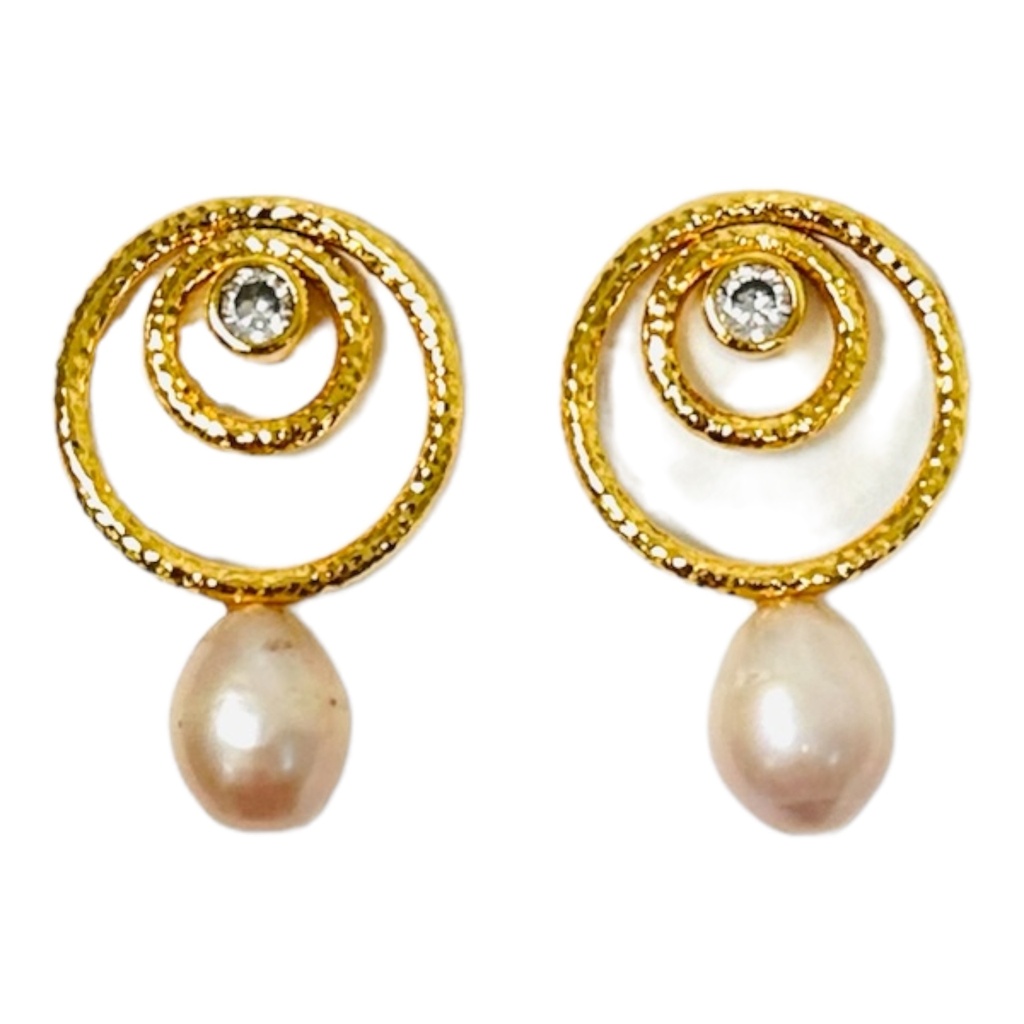 Brass Pearl Earrings