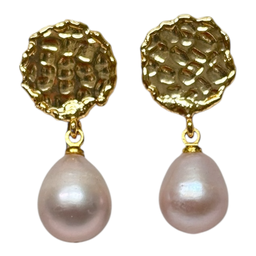[100201] Brass Pearl Earrings