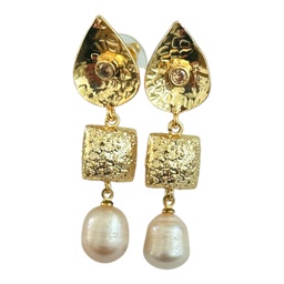 [100114] Brass Pearl Earring